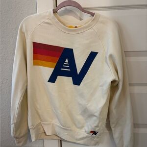 SOLD Aviator Nation Unisex Cream Crewneck Sweatshirt with Blue and Red Accents